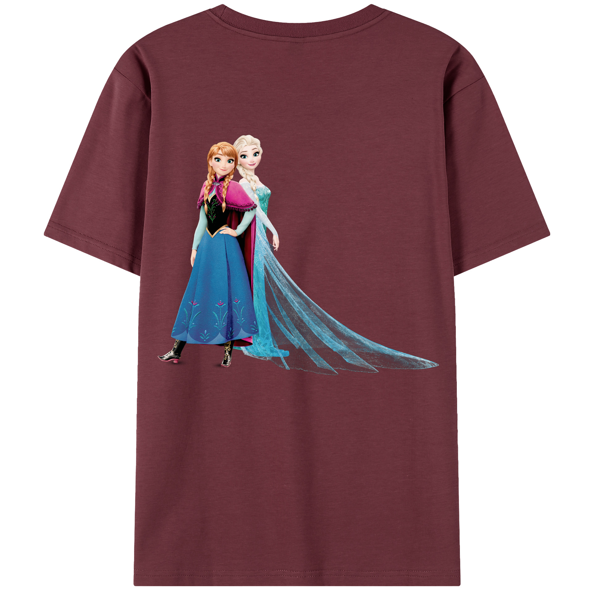 （画像用） アナと雪の女王 アンナ エルサ Frozen Anna Elsa 綿100％半袖Tシャツ（背面プリント）